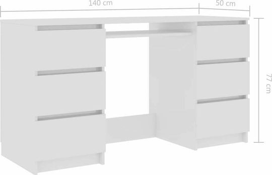 Desk Wooden White 140x50x77cm