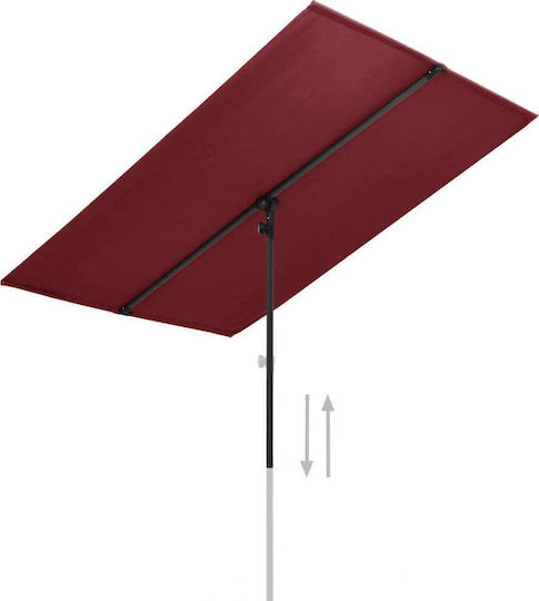 Professioneller Quadratischer Aluminium Garten- und Terrassen-Sonnenschirm Burgunderrot 2x1.5xHöhe 2.15 m