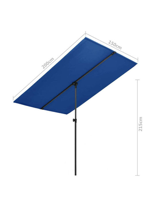 Professioneller Quadratischer Aluminium Garten- und Terrassen-Sonnenschirm Blau 2x1.5m