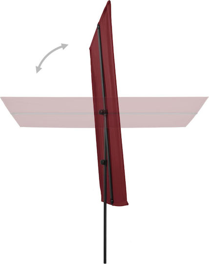 Professionell Garten & Terrassen Sonnenschirm Bodenständer Quadratisch Aluminium Burgundisch mit Ständer 1.8x1.3m 47332