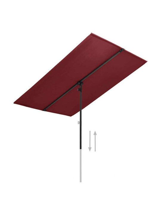 Professional Umbrella Floor Square Aluminum Burgundy with Base 1.8x1.3m 47332