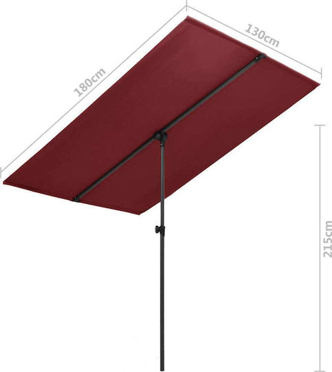 Professionell Garten & Terrassen Sonnenschirm Bodenständer Quadratisch Aluminium Burgundisch mit Ständer 1.8x1.3m 47332