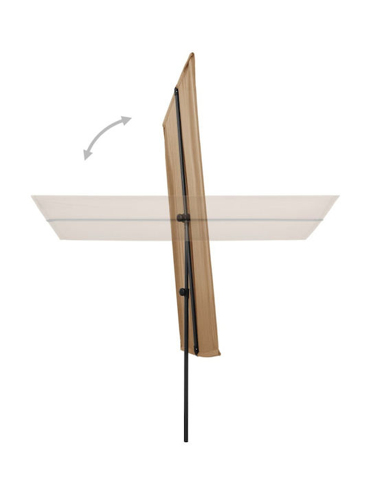 Professional Square Aluminum Parasol Taupe 1.8x1.3xHeight 2.15m