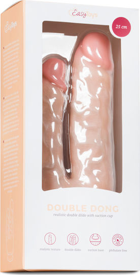 Easytoys Διπλό Dildo με Βεντούζα Flesh 25cm