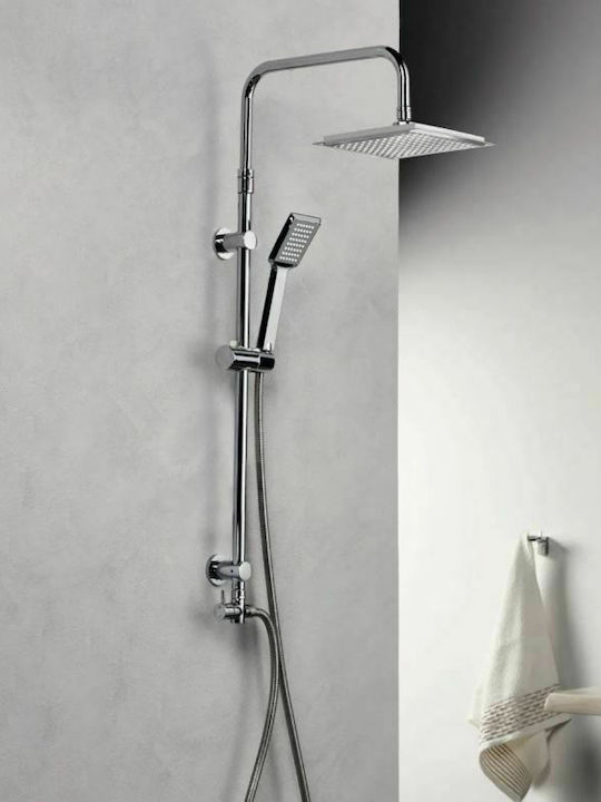 Tema Höhenverstellbare Duschsäule Ohne Batterie 85-115 cm Silber