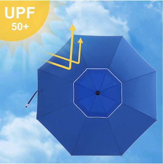 Runde Metall-Garten- und Terrassen-Sonnenschirm Blau Φ1.8m