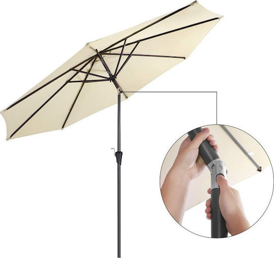 Circular Garden Parasol Metal White 3x2.52m