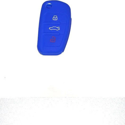 Silicone Car Key Cover Case with 3 Buttons for Audi Blue