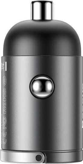Baseus Tiny Star Mini PPS 30W 5A Fast Charging Car Charger with One Port: 1xType-C Grey