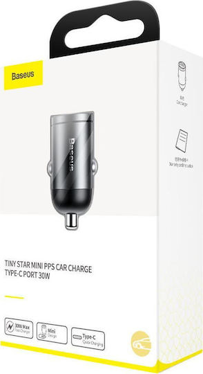 Baseus Tiny Star Mini PPS 30W 5A Fast Charging Car Charger with One Port: 1xType-C Grey