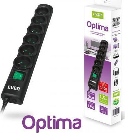Ever Optima Power Strip with Surge Protection 6 Positions with Switch and Cable 1.5m