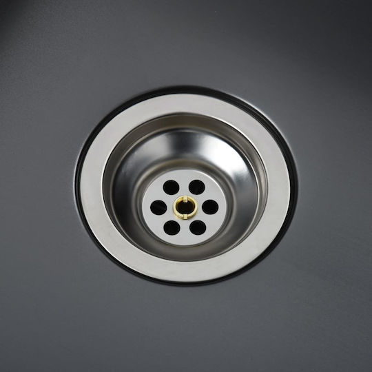 vidaXL Drop-In Sink Inox Brushed W76xD44cm Black