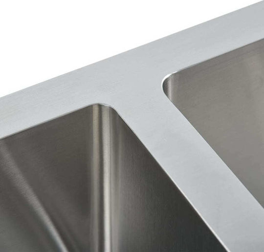 vidaXL Drop-In Sink Inox Brushed W76xD44cm Silver