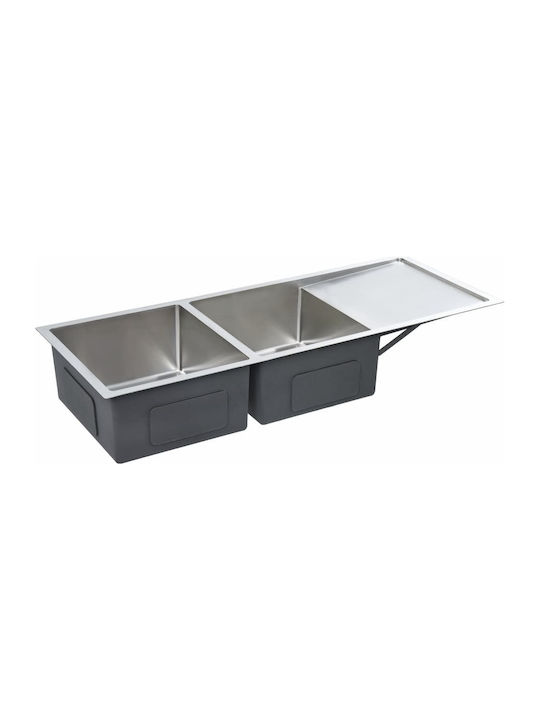 vidaXL Drop-In Sink Inox Brushed W111.5xD44cm Silver