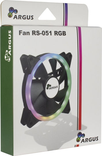 Argus RS-051 Case Fan 120mm 900rpm 29.4cfm with RGB Lighting and 2-Pin Connection