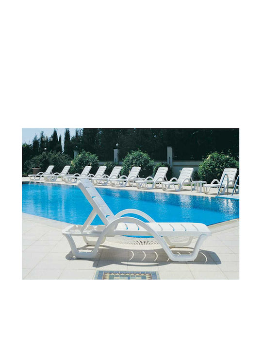 Șezlong Plastic Havana Alb 187x54x30 cm