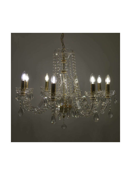 Inart Πολυέλαιος 8xE14 Ø82cm με Κεράκια Χρυσός 3-10-917-0062