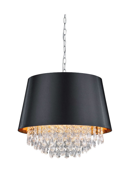 Trio Lighting Loreley Πολυέλαιος 3xE14 Ø50cm με Καπέλα Μαύρος 309300302