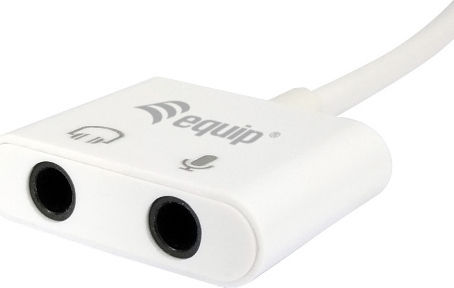 Equip USB Type C to Audio Adapter Μετατροπέας USB-C male σε 3.5mm 2x female Λευκό 1τμχ