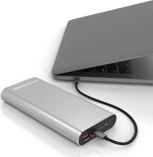 RealPower PB-20000PD Pro Power Bank 20000mAh mit USB-A Anschluss und USB-C Anschluss Schnellaufladung 3.0 Silber
