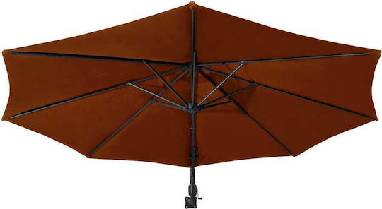 Wall Mounted Circular Metal Parasol Terra Cotta Diameter 3m