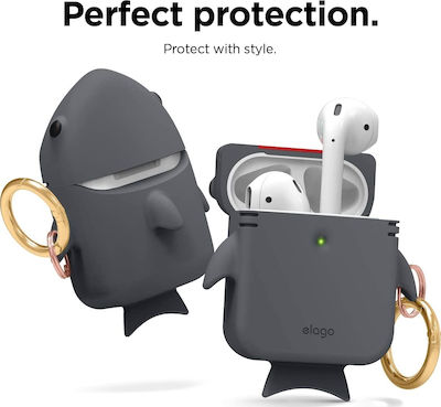 Elago Shark Case Silicone with Hook Dark Grey for Apple AirPods 1 / AirPods 2