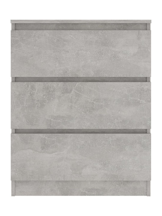 Wooden Chest of Drawers with 3 Drawers Grey of Concrete 60x33.5x76cm