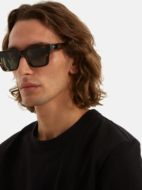Komono Bob Herren Sonnenbrille mit Braun Schildkröte Kunststoff Gestell und Grün Linse KOM-S7901