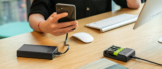 Green Cell PowerPlay20 20000mAh 18W με 2 Θύρες USB-A και Θύρα USB-C Quick Charge 3.0 Μαύρο