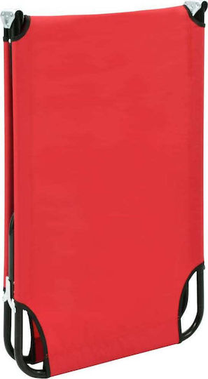 vidaXL Folding Steel Sunbed Foldable Steel Beach Sunbed Red 190x58x28cm