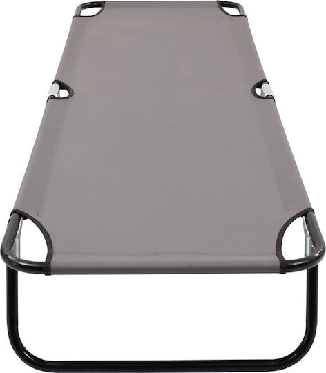 vidaXL Foldable Steel Beach Sunbed Gray 190x58x28cm