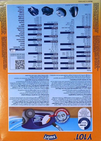 Swirl Y101 Σακούλες Σκούπας 4τμχ Συμβατή με Σκούπα AEG / Dirt Devil / Samsung