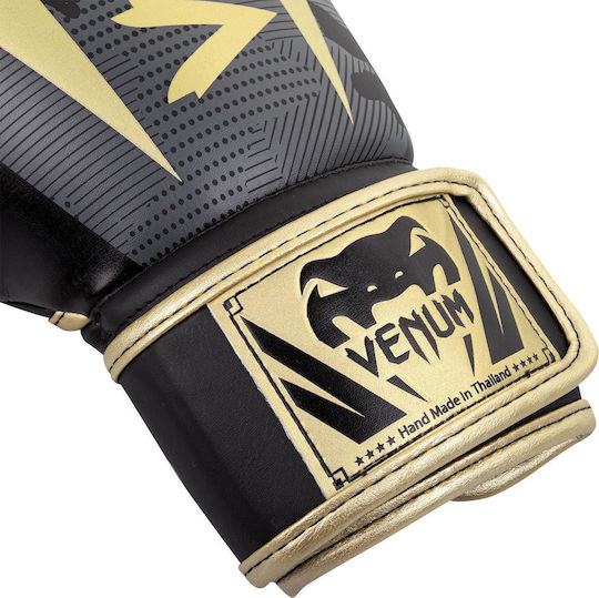 Venum Elite Boxing Gloves made of Synthetic Leather for Match Camo/Gold