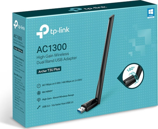 TP-LINK Archer T3U Plus Αντάπτορας Δικτύου USB με Ασύρματη Σύνδεση Wi-Fi 1300Mbps (Πρότυπο v1)