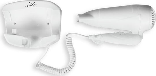 Life Resort White Hotel Hair Dryer 1.6kW with Spiral Cable up to 150cm