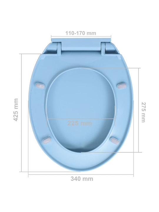 vidaXL Plastic Soft Close Toilet Slim Seat Blue 46cm