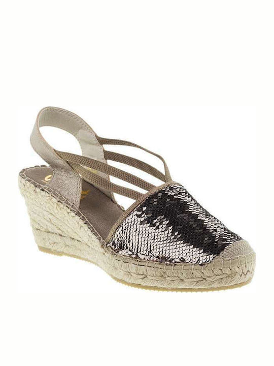 Vidorreta 18400 Women's Platform Espadrilles Silver