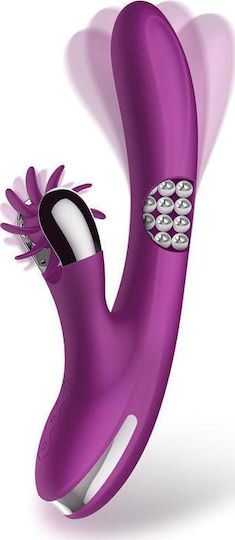 Action No 3 Rotating Double Function Δονητής Rabbit 24cm Purple