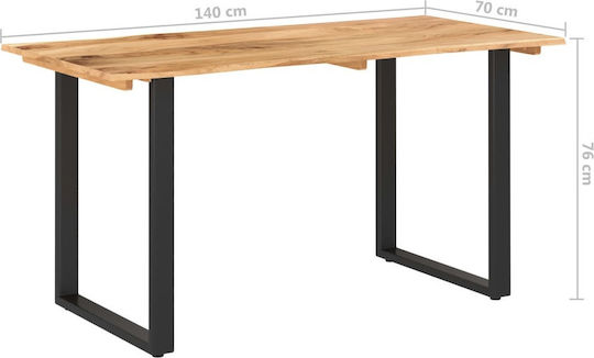 Маса За Трапезария От Масивно Дърво И Метал Орех 140x70x76см