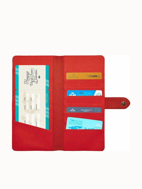 Travel Document Holder Men's Wallet Cards with RFID Red