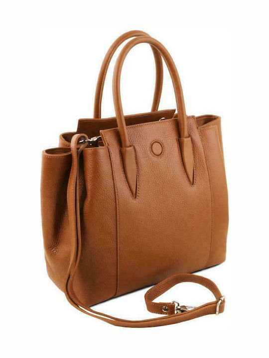 Tulipan Geantă Dama Tote Din Piele Tabac Maro