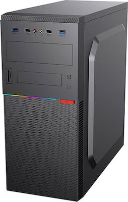 Supercase Fusion FU03A Midi Tower Κουτί Υπολογιστή με Πλαϊνό Παράθυρο Μαύρο
