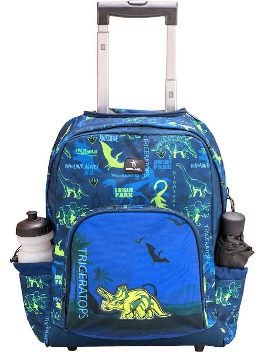 Belmil Dino Triceratops School Bag Trolley Elementary, Elementary Blue 15Liters