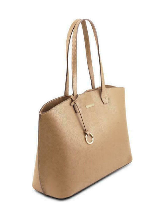 Tuscany Leather TL Δερμάτινη Γυναικεία Τσάντα Shopper Ώμου Light Taupe