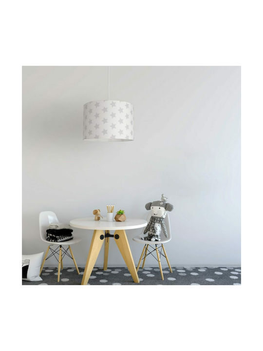 Veis Hesperis Big Stars Single Bulb Kids Lighting Pendant of Fabric 60W with Drive Size E27 In White Colour