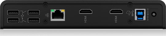 Icy Box USB-C / USB-A Docking Station με HDMI Ethernet και σύνδεση 2 Οθονών Μαύρο (IB-DK2251AC)