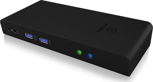 Icy Box USB-C / USB-A Docking Station με HDMI Ethernet και σύνδεση 2 Οθονών Μαύρο (IB-DK2251AC)