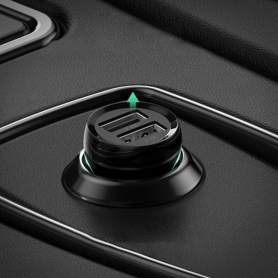Ugreen ED018 Car Charger 24W 4.8A with Ports 2xUSB Black Color