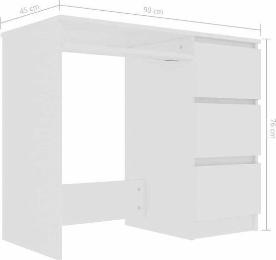 Schreibtisch Holz Weiß 90x45x76cm