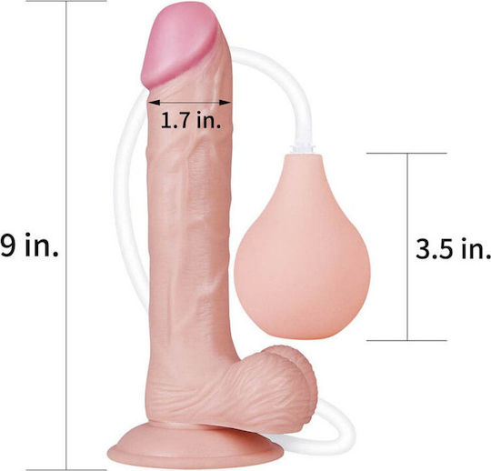 Lovetoy Realistisches Dildo mit Hoden, Saugnapf und Ejakulationsfunktion Fleisch 23cm